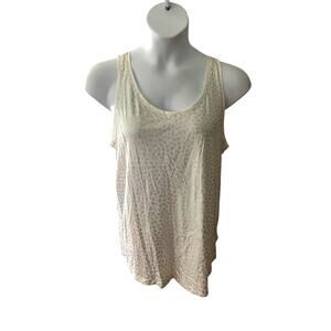 ANN TAYLOR LOFT, SIZE XL, WHITE, ANIMAL PRINT TANK TOP
